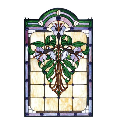 22"W X 35"H Nouveau Lily Stained Glass Window