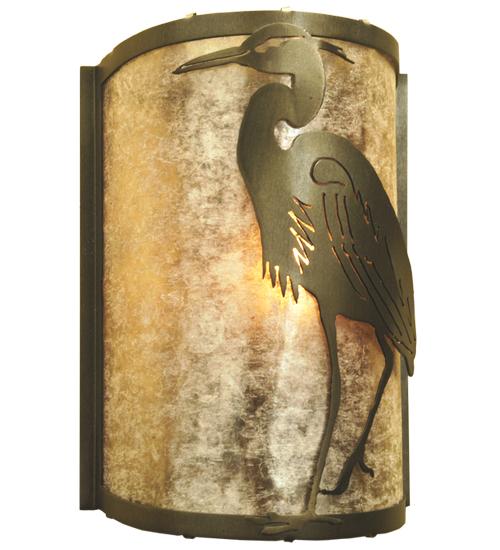 8" Wide Heron Left Wall Sconce