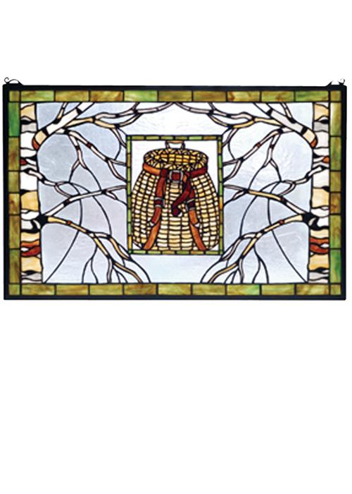 28"W X 18"H Pack Basket Stained Glass Window