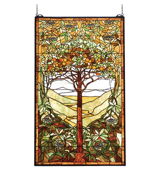 29"W X 48"H Tiffany Tree of Life Stained Glass Window