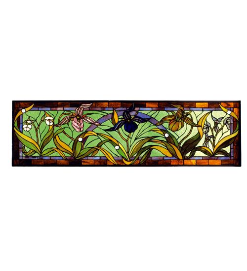 51"W X 15"H Lady Slippers Stained Glass Window