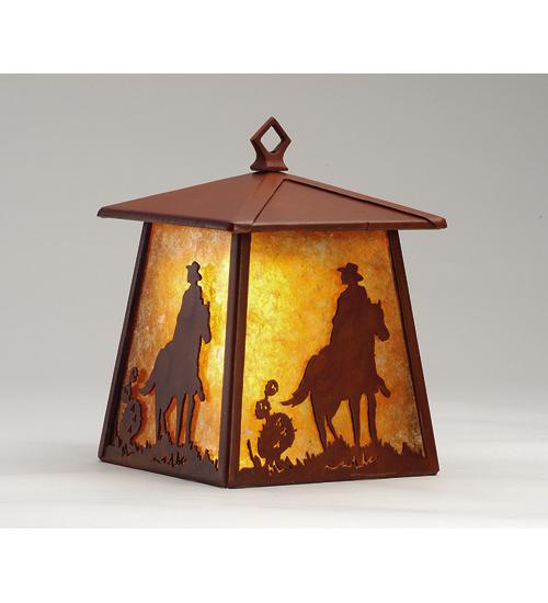 7" Wide Cowboy and Horse Lantern Wall Sconce