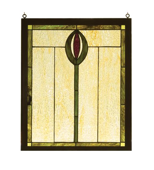 14"W X 17"H Spear Wood Frame Stained Glass Window
