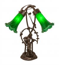 Meyda White 109514 - 17" High Green Tiffany Pond Lily 2 Light Trellis Girl Accent Lamp