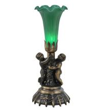 Meyda White 11026 - 13" High Green Tiffany Pond Lily Twin Cherub Accent Lamp