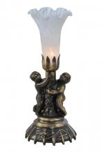 Meyda White 11031 - 13" High White Tiffany Pond Lily Twin Cherub Accent Lamp