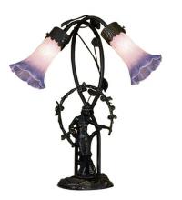 Meyda White 11943 - 17" High Pink Pond Lily 2 Light Trellis Girl Accent Lamp