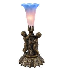 Meyda White 12454 - 12" High Pink/Blue Pond Lily Twin Cherub Mini Lamp