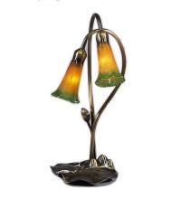Meyda White 12939 - 16" High Amber/Green Pond Lily 2 LT Accent Lamp