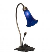 Meyda White 13739 - 16" High Blue Tiffany Pond Lily Accent Lamp