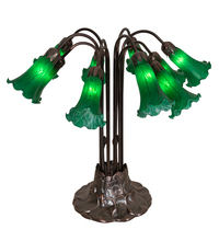 Meyda White 14382 - 22"H Green Pond Lily 10 LT Table Lamp