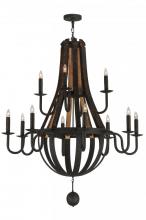 Meyda White 143858 - 48"W Barrel Stave Madera 12 LT Two Tier Chandelier