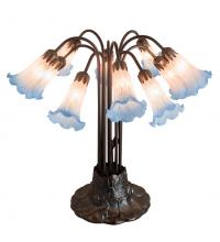 Meyda White 14451 - 22"H Pink/Blue Pond Lily 10 LT Table Lamp