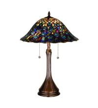 Meyda White 14574 - 22"H Tiffany Peacock Feather Table Lamp
