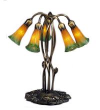 Meyda White 14893 - 17" High Amber/Green Pond Lily 5 LT Accent Lamp