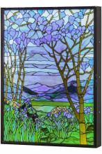 Meyda White 151565 - 30"W Tiffany Magnolia & Iris Stained Glass Lighted Window