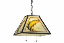 Meyda White 155274 - 16" Square Reverse Painted Trout Pendant