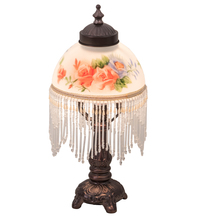 Meyda White 16578 - 13" High Roussillon Rose Bouquet Fringed Mini Lamp