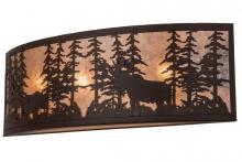 Meyda White 165993 - 36" Wide Tall Pines W/Bear & Moose Wall Sconce