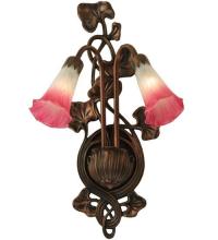 Meyda White 17616 - 11"W Pink/White Pond Lily 2 LT Wall Sconce