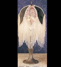 Meyda White 19059 - 7"H Fabric & Fringe Roses Accent Lamp