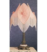 Meyda White 19227 - 28"H Fabric & Fringe Pink Pontiff Table Lamp