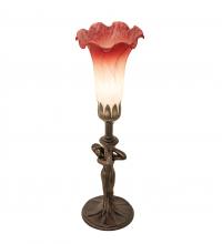 Meyda White 20289 - 15" High Pink/White Tiffany Pond Lily Nouveau Lady Mini Lamp