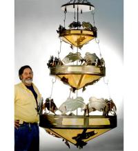 Meyda White 20692 - 58"W Catch of the Day Bass 3 Tier Inverted Pendant