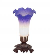 Meyda White 231540 - 8" High Blue/White Pond Lily Victorian Mini Lamp