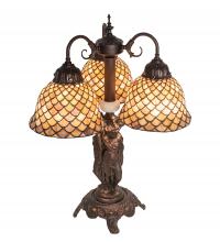 Meyda White 245477 - 23" High Tiffany Fishscale 3 Light Table Lamp