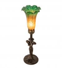 Meyda White 253516 - 15" High Amber/Green Tiffany Pond Lily Nouveau Lady Accent Lamp