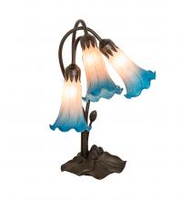 Meyda White 254157 - 16" High Pink/Blue Tiffany Pond Lily 3 Light Accent Lamp