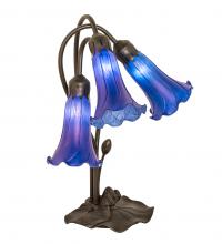 Meyda White 254291 - 16" High Blue Tiffany Pond Lily 3 Light Accent Lamp