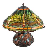 Meyda White 26681 - 17"H Tiffany Dragonfly w/Tiffany Mosaic Base Table Lamp