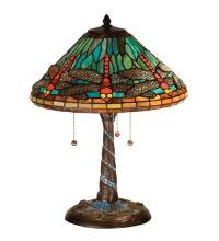 Meyda White 26682 - 21"H Tiffany Dragonfly w/ Twisted Fly Mosaic Base Table Lamp