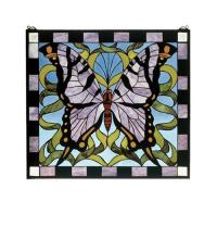 Meyda White 46464 - 25"W X 23"H Butterfly Stained Glass Window