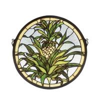Meyda White 48550 - 16"W X 16"H Welcome Pineapple Stained Glass Window