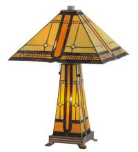 Meyda White 50805 - 25"H Sierra Prairie Mission Lighted Base Table Lamp
