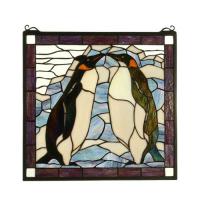 Meyda White 71599 - 19"W X 19.5"H Penguin Stained Glass Window