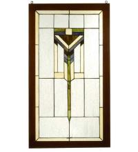 Meyda White 98099 - 17"W X 30"H Prairie Wood Frame Stained Glass Window